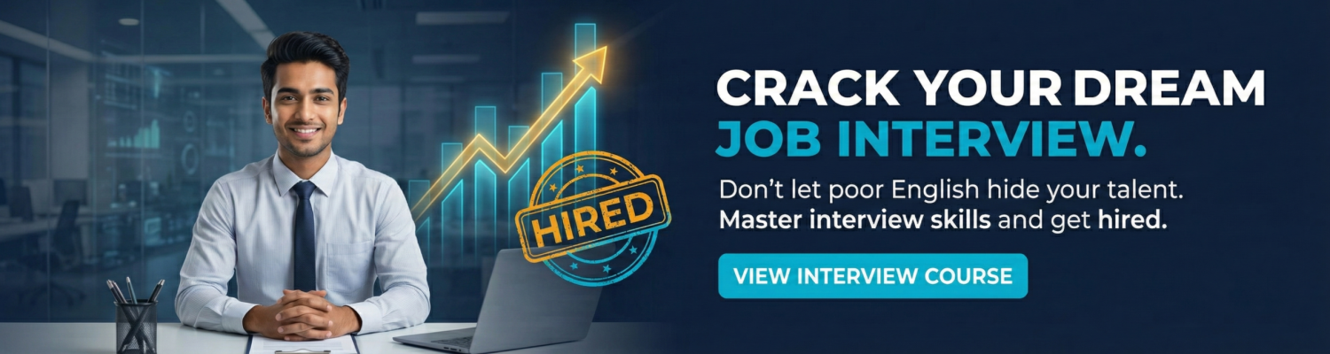 Professional Indian candidate smiling in an office setting, illustrating the Best Interview Preparation Course and Job Placement Assistance for students looking to crack HR interviews in English.